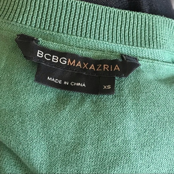 BcbgMaxAzria Green Silk Cotton Blend Knit Blouse - Picture 6 of 9